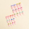 MISUD Press on Nails Short Square Fake Nails Colorful French Tip Acrylic Nails Glossy Glue on Nails Summer Squoval Artificial Nails Rainbow Edge Stick on False Nails with Design 24 pcs