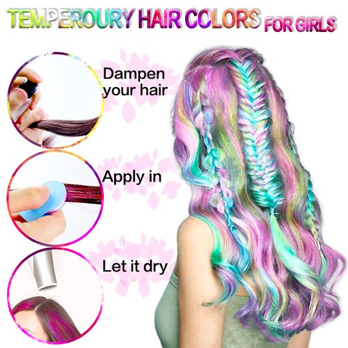 Hair Chalk for Kids,8 Colors Temporary Hair Chalk for Girls with Dark Hair Blonde Hair Washable Non-Sticky,Vibrant Hair Color Makeup Kit for New Year Birthday Party Cosplay DIY Chrismas, Gift for Kids Aged 4 5 6 7 8 9 10+