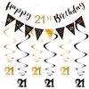 21st Birthday Decoration Kit, Happy 21st Birthday Banner Bunting Swirls Streamers, Triangle Flag Banner for Birthday Party Decorations Supplies Black and Gold 21st
