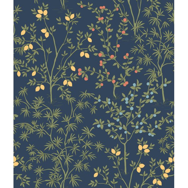 Erin & Ben Co. PSW1454RL Navy Lemon Grove Premium Peel and Stick Wallpaper,Blue