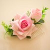 Fangsen Wedding Pink Flower Hair Comb Clips Wedding Floral Headpiece Hair Accessories for Brides and Bridesmaids