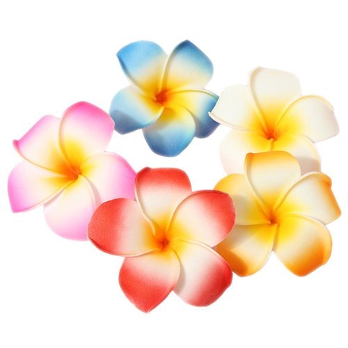 Hustar 10 Pcs 5CM Artificial Hawaiian Plumeria Flower Hair Clips Hair Accessories for Beach Fancy Dress