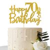 Gold Glitter Happy 70th Birthday Cake Topper, Hello 70, Cheers to 70 Years, 70 & Fabulous Party Decoration