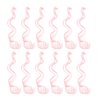 SWACC 12 Pcs Curly Wavy One Color Party Highlights Clip on in Hair Extensions Colored Hair Streak Synthetic Hairpieces (Pink)