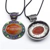 ROSEWARD Real Carnelian Crystal Necklace for Women Raw Gemstone Chakra Healing Stones Genuine Moldavite Crystal Pendant Energy Spiritual Jewelry, USA (Polished Oval with Vintage Metal Holder)