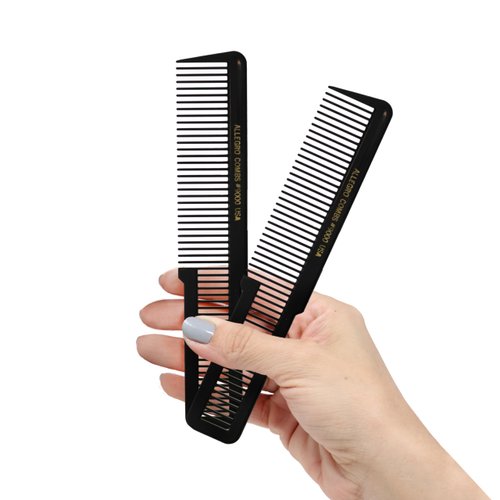 Allegro Combs 9000 Clipper Blending Cutting Wide Teeth Hair Comb For Fading Barbers Hairstylist Men Women Shower Comb Shampoo Styling 2 Piece (Black)