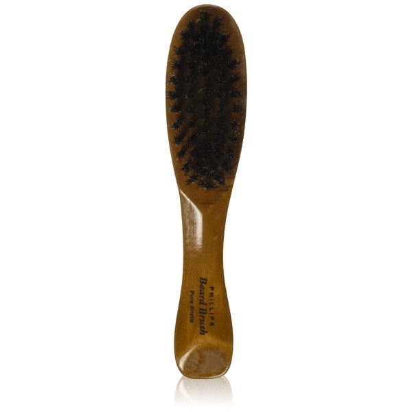 Phillips Brush Co Boar Bristle Beard Brush - Compact, Lightweight, Wooden Men's Grooming Tool for Facial Hair