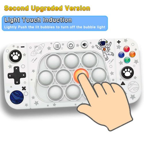 Fast Push Handheld Game, Pop Light Up Game Toys Upgraded Version 2, Lightly Push to Turn Off The Lit Bubbles. Fidget Sensory Toys for 6 7 8 9 Year Old Kids Boys & Girls & Teens Birthday Gifts
