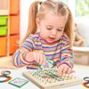 Wooden Geoboard with Rubber Bands Graphical Math Pattern Blocks Geo Board - Montessori Educational Toy for Kids with Pattern Cards and Rubber Bands Create Figures Shape STEM Puzzle Matrix Brain Teaser