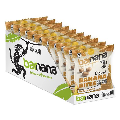 Barnana Organic Peanut Butter Dipped Chewy Banana Bites, 1.4 Ounce Bag (Pack of 12)