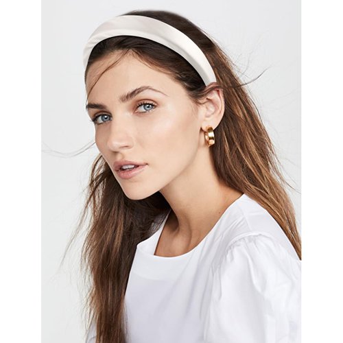 Atoden White Headband Padded Headband Satin Headbands Thick Headbands Plain Head Band Hair Bands Hair Accessories for Women Girls