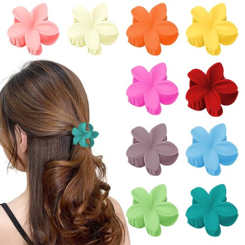 Ahoney 10Pcs Small Flower Hair Clips for Women Girls, 1.7' Flower Clips for Hair Claw Clips for Thin Medium Hair Mini Hair Claws Matte Jaw Clips Cute Hair Accessories for Girls (Colorful)