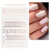3 Pieces French Tip Line Nail Art Stickers 3D Simple Lines Nail Stickers Rose Gold Metal Stripes Letter Adhesive Decals Curved Gel Nail Art Polish Sliders Manicure Foils Decor Accessories Craft