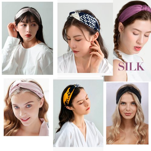 LingDooo3Pack Women 100% Mulberry Silk Headband Elastic Twisted Head Hair Wrap Accessory Turban (Style#1)
