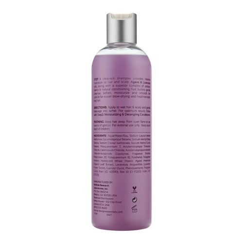 Design Essentials Agave & Lavender Moisturizing Hair Bath, Sulfate-Free Shampoo- Blow-Dry & Silk Press Collection - 12oz