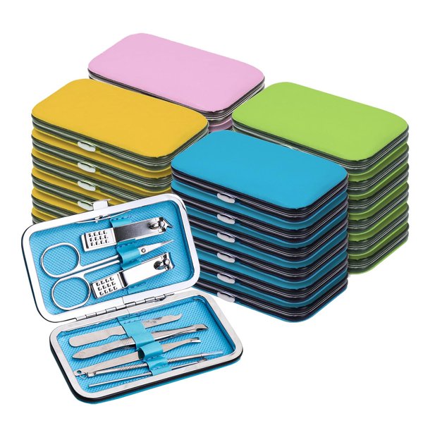 Manicure Set Bulk, Nail Clippers Kit Stainless Steel Fingernail Clippers Set, Sturdy Nail Tip Cutter Trimmers Professional Grooming Toenail Clippers Personal Pedicure Kits Gift (12 Pack 8 in 1)