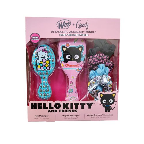 Wet Brush + Goody Detangling Accessory Bundle Hello Kitty Chococat And Friends Scrunchies Set Kit