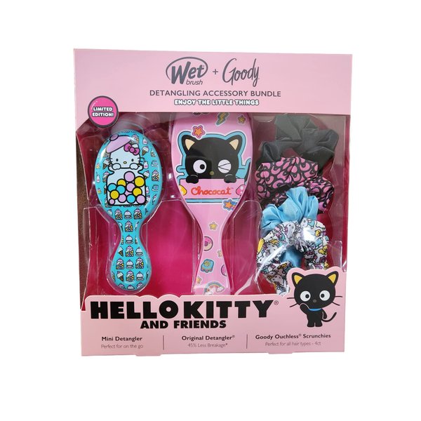 Wet Brush + Goody Detangling Accessory Bundle Hello Kitty Chococat And Friends Scrunchies Set Kit