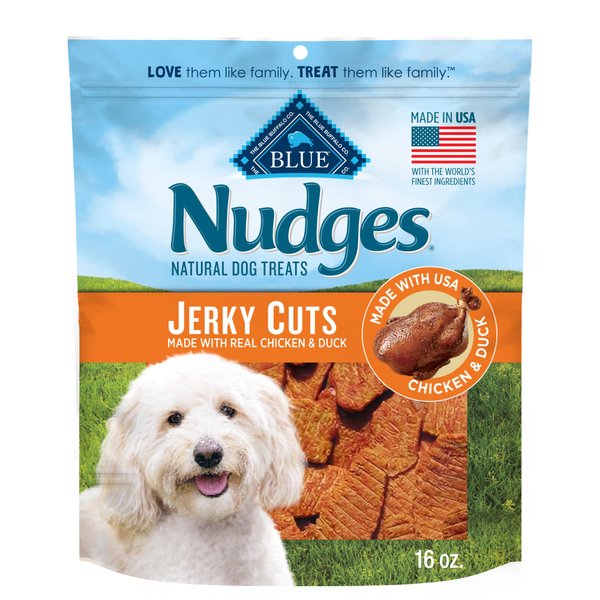 Blue Buffalo Nudges Jerky Cuts Dog Treats, Made in the USA with Natural Ingredients, Chicken & Duck, 16-oz. Bag