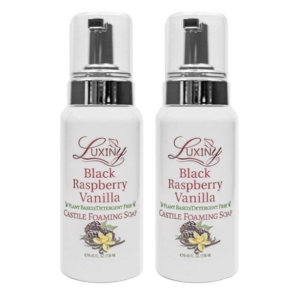 Castile soap, Liquid Foaming Hand Soap, Hand Wash for the Kitchen & Bathroom, Palm Oil Free, Vegan & Cruelty Free, Made in the USA, 8.45 oz., 2 Pack (Black Raspberry Vanilla)