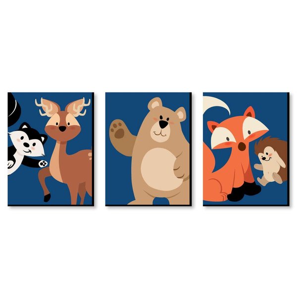 Big Dot of Happiness Stay Wild - Forest Animals - Boy Woodland Nursery Wall Art and Kids Room Decorations - Gift Ideas - 7.5 x 10 inches - Set of 3 Prints
