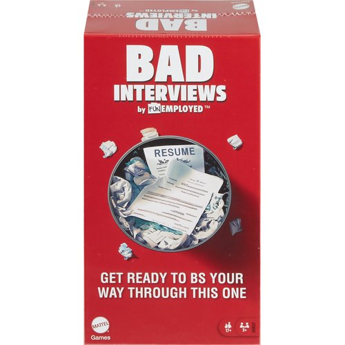 Mattel Games Bad Interviews by Funemployed Party Game for Adults & Parties for 3 or More Players, Hilarious Quick-Thinking Play with Cards