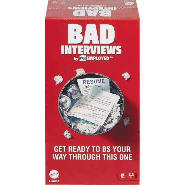 Mattel Games Bad Interviews by Funemployed Party Game for Adults & Parties for 3 or More Players, Hilarious Quick-Thinking Play with Cards