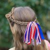 Patriotic Hair Scrunchies for Hair - 2Pcs American Flags Hair Ties Red White and Blue Hair Ribbon Hair Elastics Bands Ponytail Holders 4th of July Hair Accessories for Women Girls Independence Day