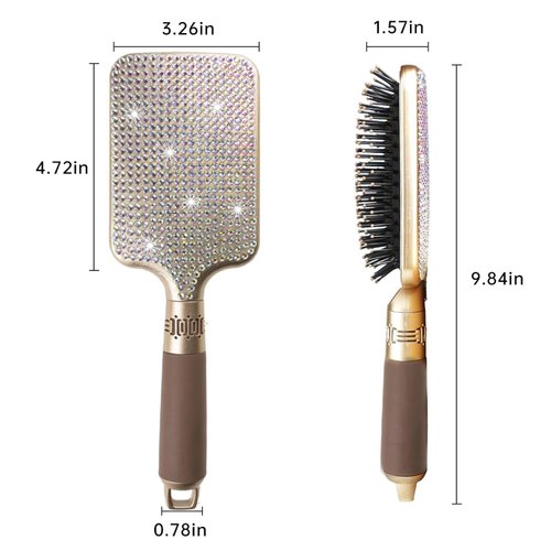 Fshion Handmade Massage Air Cushion AB Crystal Paddle Brush,Premium Bling Hair brush,Rhinestone Detangle Hair Comb For Women