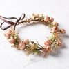 KorViSHOW Girls Fashion Flower Crown - Golden Leaf Champagne Flower Headband Fashion Elegant Floral Headpiece Romantic Hair Wreath for Women Wedding Halloween Christmas