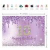 INRUI Purple Happy 10th Birthday Photography Background Girls Sweet Ten Years Old Birthday Party Decorations Backdrop 7x5FT