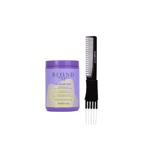 Inebrya Blondesse No-Yellow Mask (33.8 oz) with Teasing Comb Pack of 1