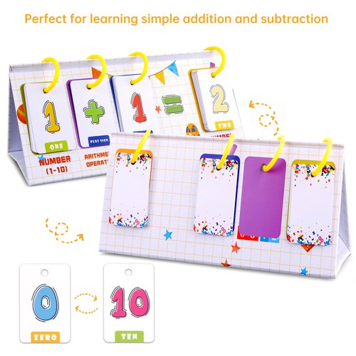 SICOHOME Math Flash Cards for Kids 45pcs Basic Addition and Subtraction Learning Arithmetic Flash Cards for Kindergarten Classroom Learning Activity Special Education Speech Therapy School Supplies