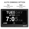 10.1" Digtal Clock with Day and Date for Seniors, Large LCD Display, Auto Dimmable, 12 Alarm Settings - Best Gift for Elderly