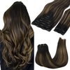 GOO GOO Clip in Hair Extensions Real Human Hair, 20inch 150g 9Pcs, 1B/6/1B Balayage Natural Black to Chestnut Brown, Remy Human Hair Extensions Clip ins for Women, Natural Human Hair