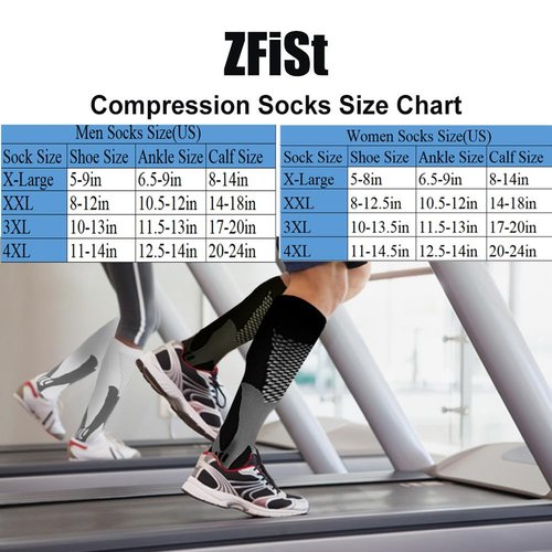 ZFiSt 3 Pair Medical Sport Compression Socks Men,Running Nurse Socks for Edema Diabetic Varicose Veins(Black+Blue+White,XXL)