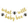INNORU What Will Baby Bee Banner, Bumble Bee Theme Baby Shower Party Decorations, Mommy to Bee Daddy to Bee Party, Bee Boy or Girl Party Decorations, Gold Glitter