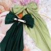 2Pcs Green Hair Bow Clips Hair Bows for Women Silky Satin Hair Bows for Girls Cute Oversized Long Tail Bow Hair Clip Big Hair Bows Aesthetic Coquette Bows Hair Ribbon Hair Accessories