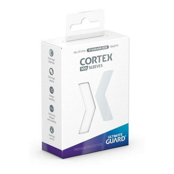 Ultimate Guard Cortex Card Sleeves, 100 Standard Size TCG Sleeves, 66 x 91mm, White Back, Glossy Finish, No PVC & Acid-Free, High Clarity