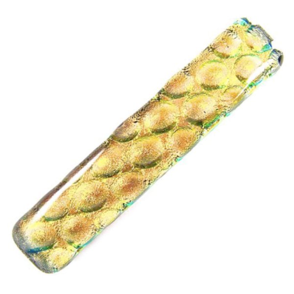 Hair Barrette Dichroic Glass SMALL 2.5" 65mm Golden Gold Yellow Copper Fused Glass Bubbles Polka Dots Patterned Textured Glass