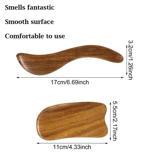 yueton 2PCS Sandalwood Scraping Board Wooden Gua Sha Board Gua Sha Facial Body Massage Tool for Face and Body Treatment, Relieve Tensions and Reduce Puffiness