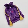 La Muci Velvet Tarot Card Bag - Drawstring Pouch for Tarot Deck Storage - Magic Purple Moon Lotus Bag- Jewelry Storage & Gift Bag with Gold Tassel Drawstrings, 6.6 x 9 inches