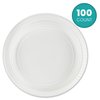 PLASTICPRO 7 inch Round Plastic Plates Microwaveable, Disposable, White, Dinnerware 100 Count