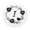 Cell Phone Pop Out Holder,Black and White Floral Letter I PopSockets Grip and Stand for Phones and Tablets