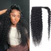Seelaak Long Curly Human Hair Ponytail Wrap Around Kinky Curly Thick Brazilian Human Hair Extensions Jerry Curl Clip ins Silky Hair Pieces Natural Black for Black Women Update 120g (24 inch)