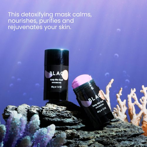 BLAQ Kelp Me Out Detox Mask Stick with Marine Algae and Kaolin Clay - Fast, mess free application - To calm, nourish, purify, protect, rejuvenate tired, dull-looking skin with anti-aging properties