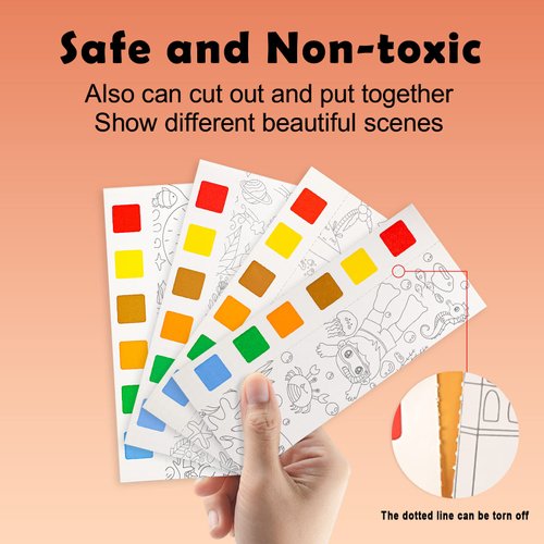 Pocket Watercolor Painting Book - Pocket Watercolor Painting Book for Kids,Watercolor Paint Bookmark Pocket Watercolor Book Portable Travel Pocket Watercolor Kit for Children Creativity(Deep Sea)