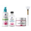 Planet Eden 88% Lactic Acid Chemical Skin Peel Kit with Glycolic Acid Pre-Peel Cleanser + Antioxidant Recovery Cream + Treatment Fan Brush