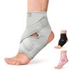 Bracoo Ankle Support Brace For Men & Women, Adjustable Compression Sleeve Strap Wrap, Sprain, Arthritis, Pain Relief, Sports Injuries and Recovery, Breathable Neoprene Brace, FS10 (Gray, S/M)