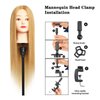 MEIBR Mannequin Head 100% Real Hair Styling Training Head 24-27inch Manikin Cosmetology Hairdressing Doll Head With Free Clamp Female+Braid Set (27#)